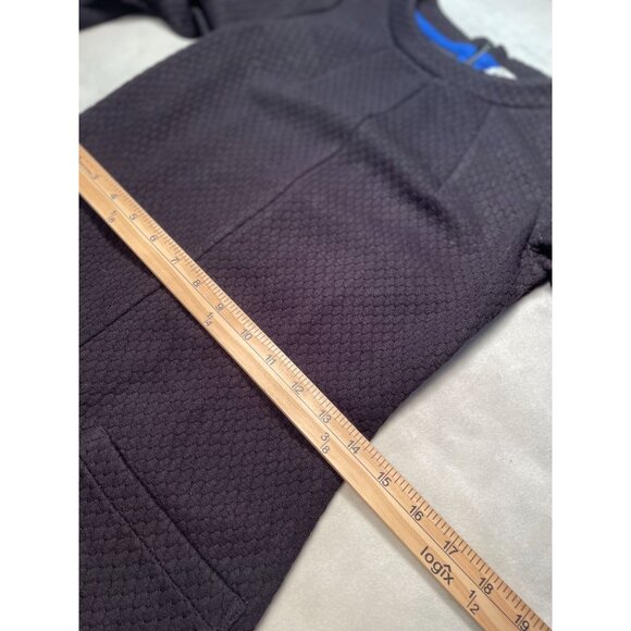 Boden Texture Mid Length Black Dress Pockets 3/4 Sleeves Y2K Classic Corpcore 2P - Picture 7 of 12